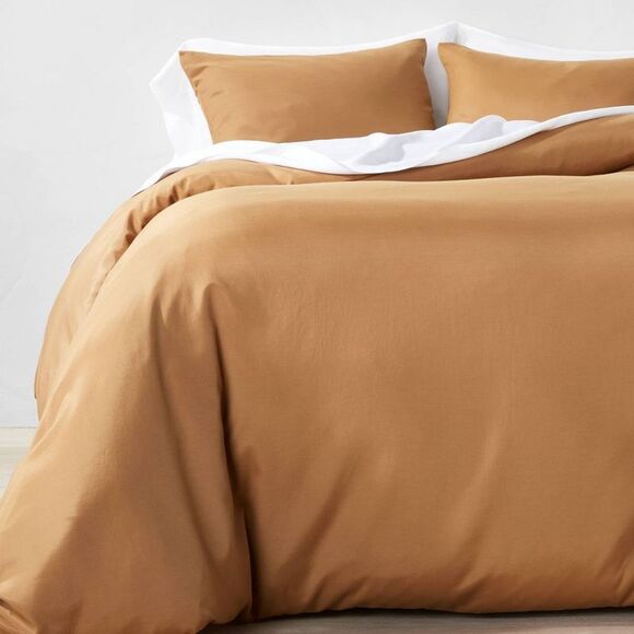Open Box - Casaluna - 3pc Full/Queen Lyocell Cotton Blend Duvet & Sham S Brown - Picture 1 of 6